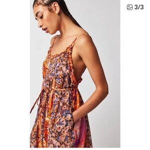Free People Moondive Maxi Dress Orange Combo XL